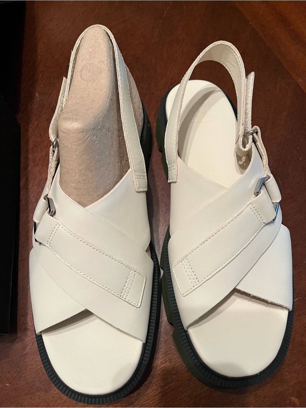 Sorel Cream, Army Green, Slingback Clog Mules with Buckle Detail